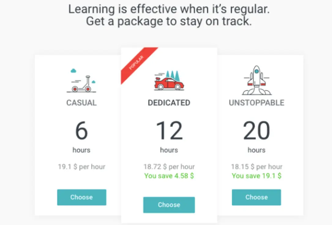 Preply pricing table graphic