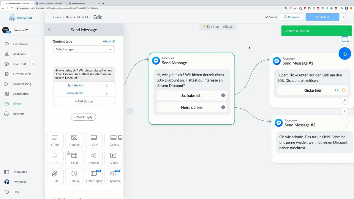 ManyChat flow diagram
