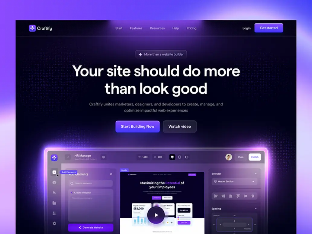 Modern AI website builder preview