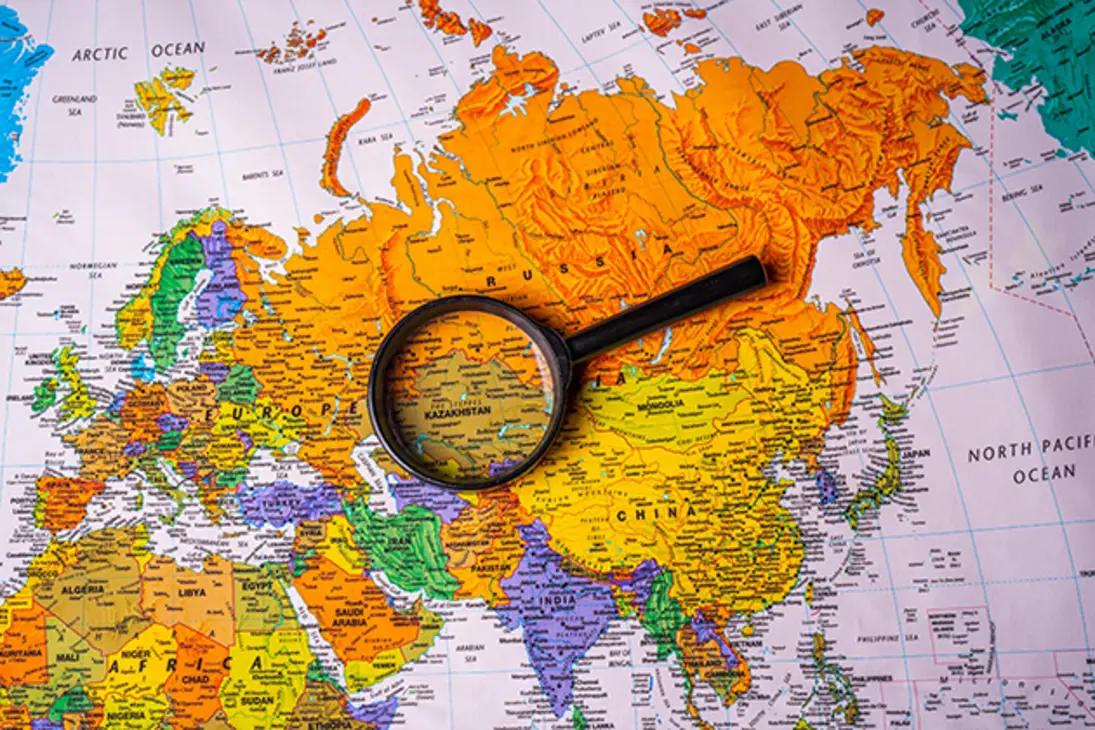 Global map with highlighted regions