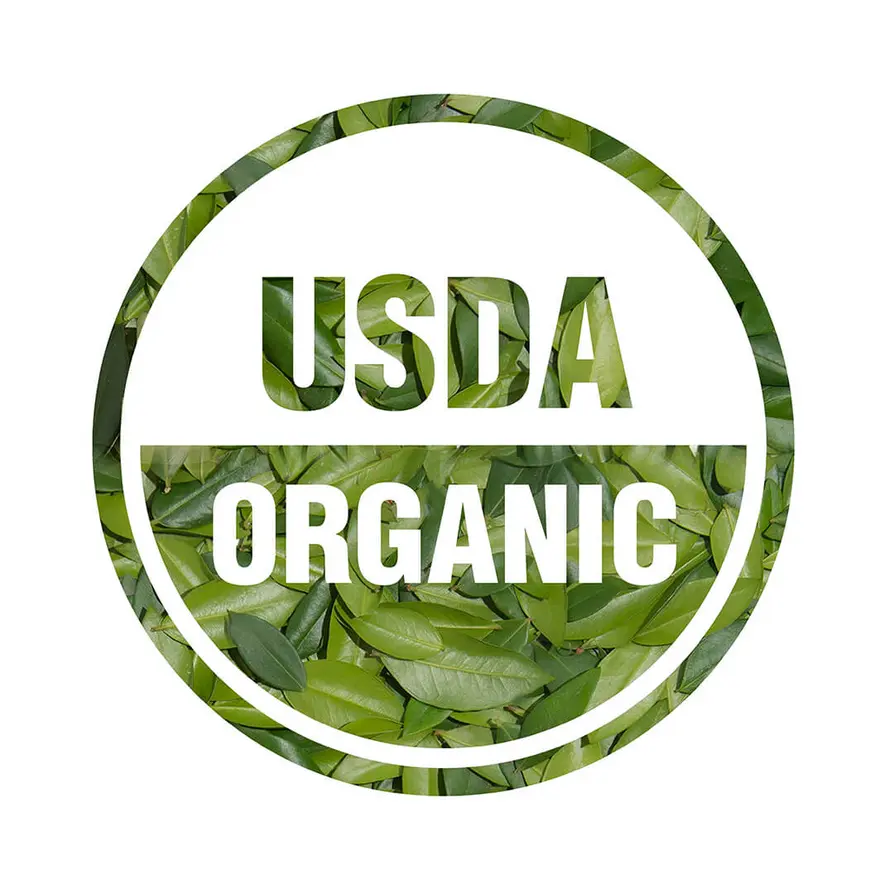 USDA organic label on bottles