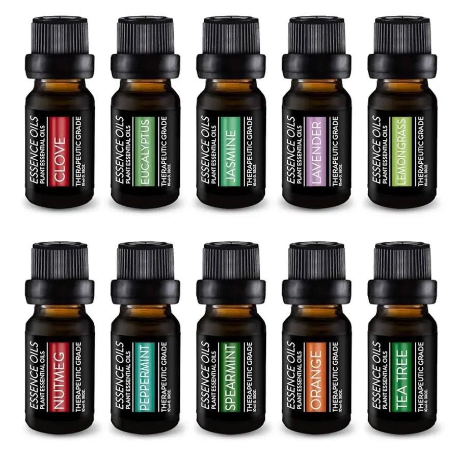 Bottles of essential oils