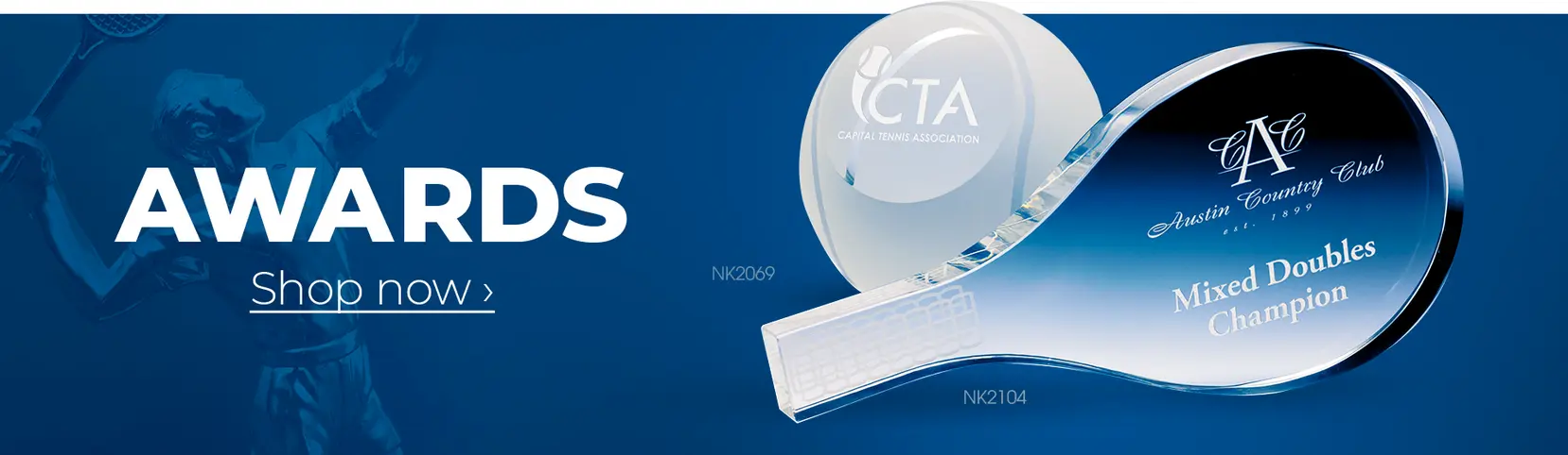 Promotional tennis equipment on display