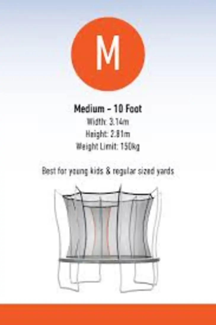 Chart comparing trampoline frame sizes