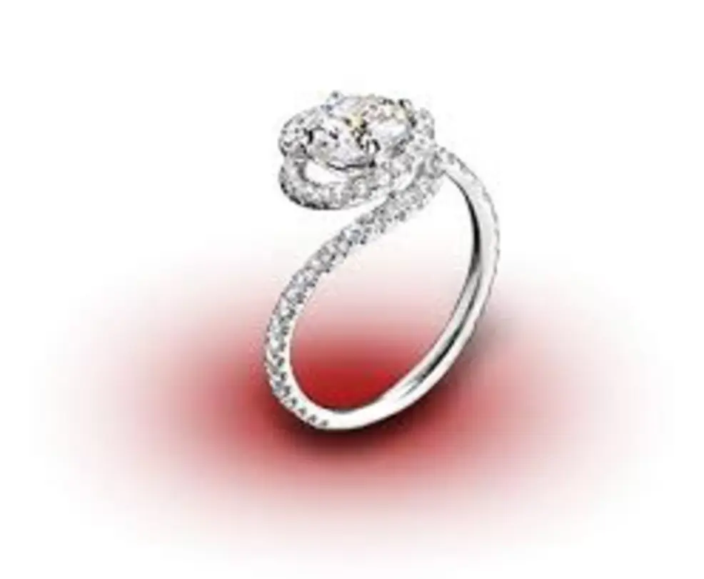 Designer rings display at Houston store