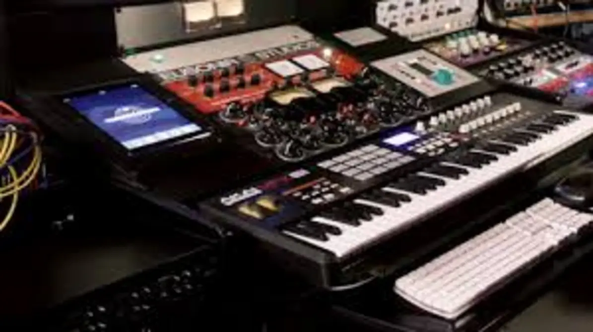 Music studio with recording tools