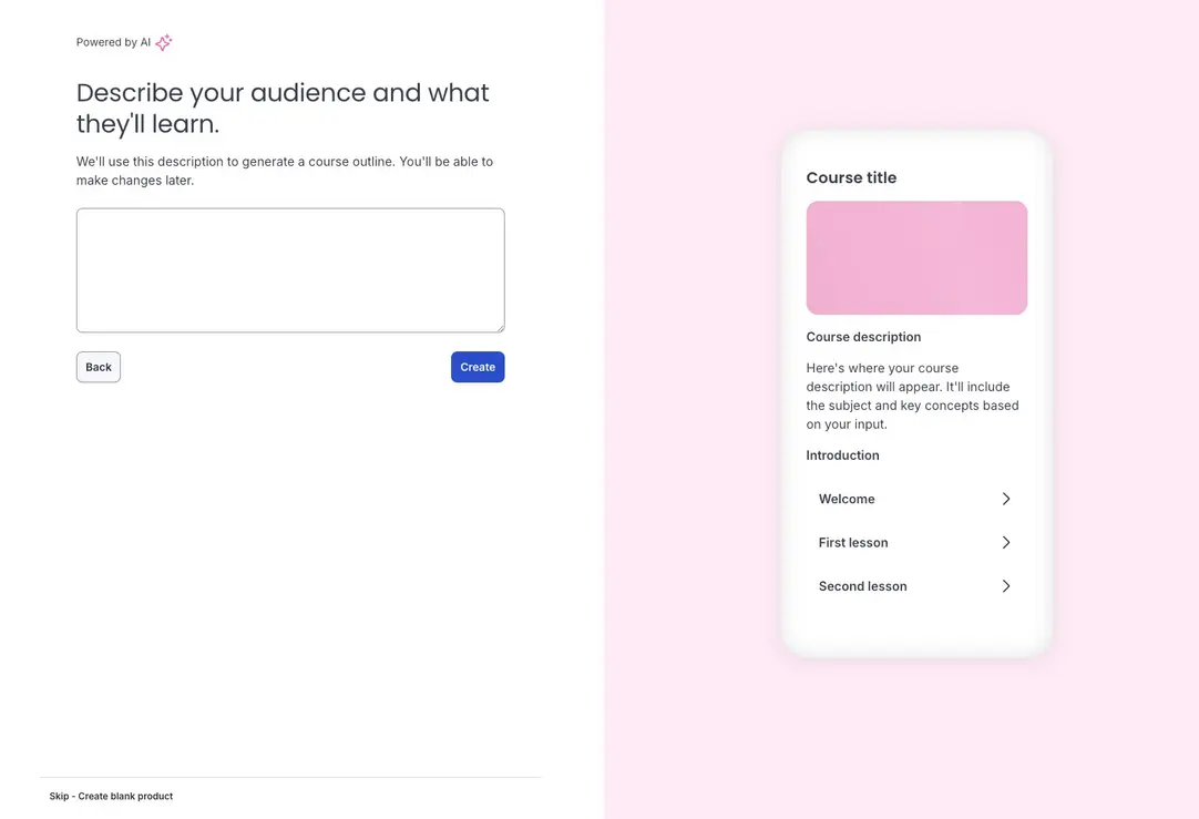 AI-powered course creation workflow in Thinkific