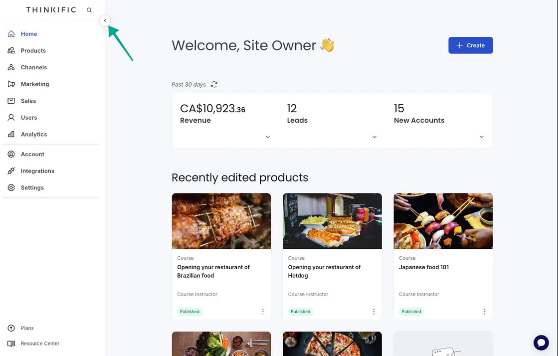 Thinkific AI dashboard