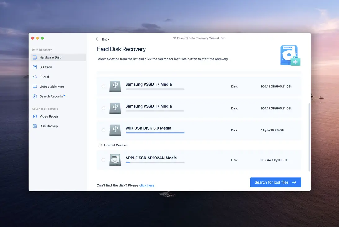 EaseUS Data Recovery Wizard 2026 User Interface — Clean, user-friendly dashboard with quick scan, deep scan, and preview options
